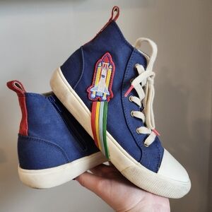Mini Boden Kids High-Top Sneakers with Rocket Design Size 34 (US Size 2.5/3)